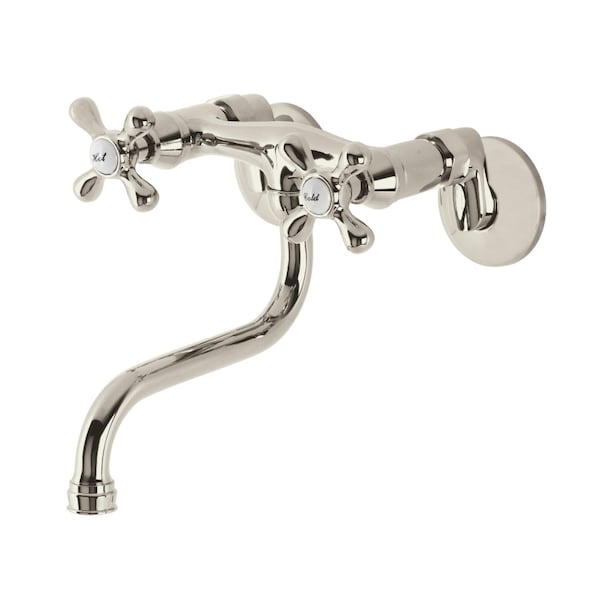 KS216PN Kingston Two Handle Wall Mount Bathroom Faucet, Polished Nickel